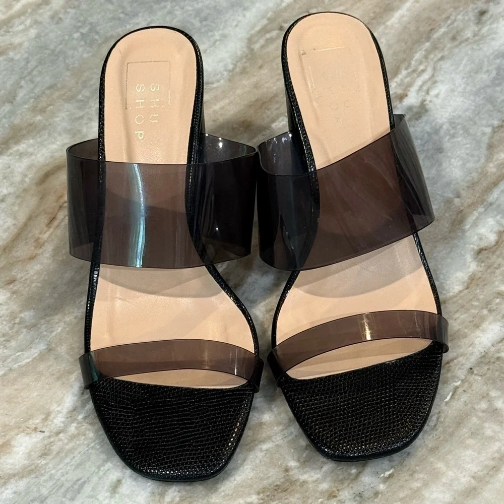 Women’s SHUSHOP Gabrielle black heeled sandals- Size 7.5